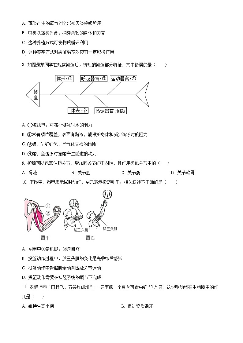 2025年山东省济宁市泗水县八年级中考三模生物试题(中考模拟)第3页