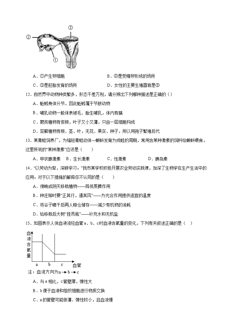 卷03-备战2025年中考生物全真模拟押题卷(南通卷)第3页