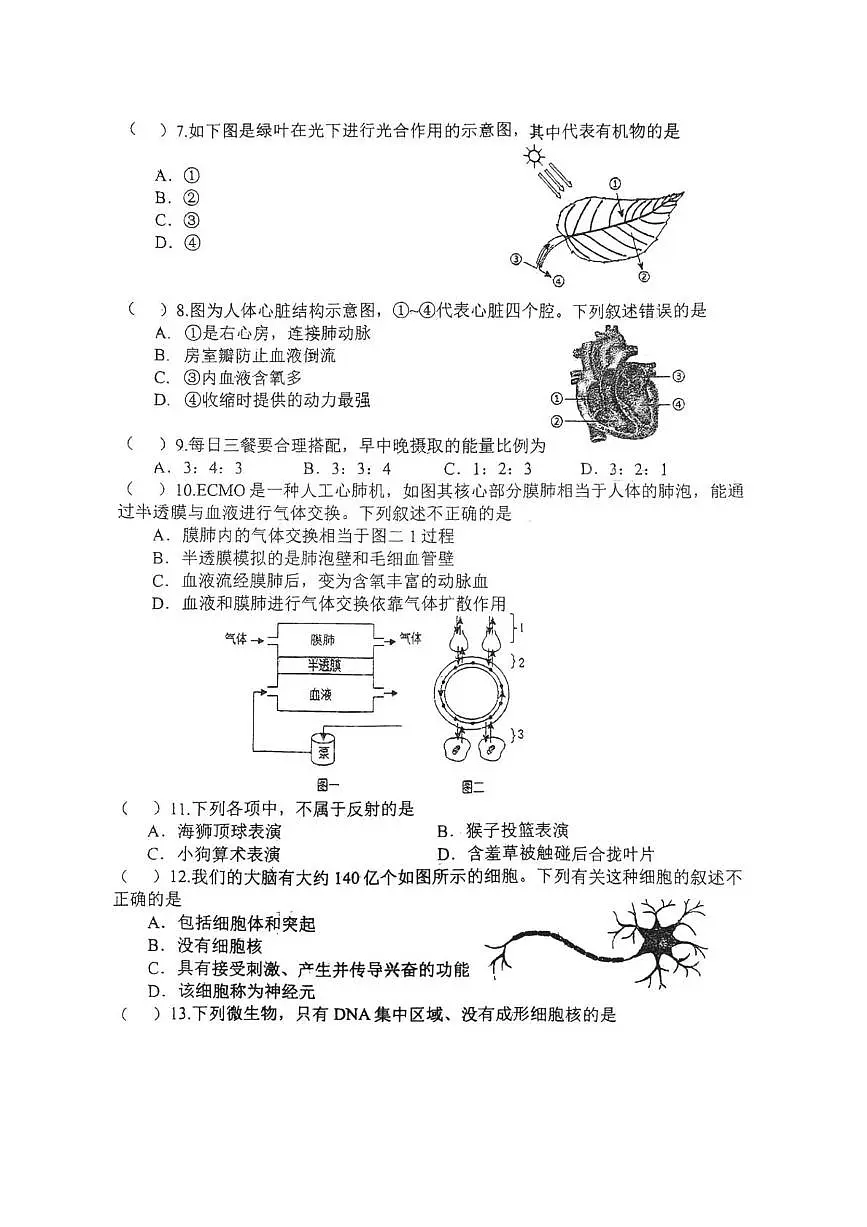2025年江苏省盐城市两校联考八年级三模生物试题(中考模拟)第2页