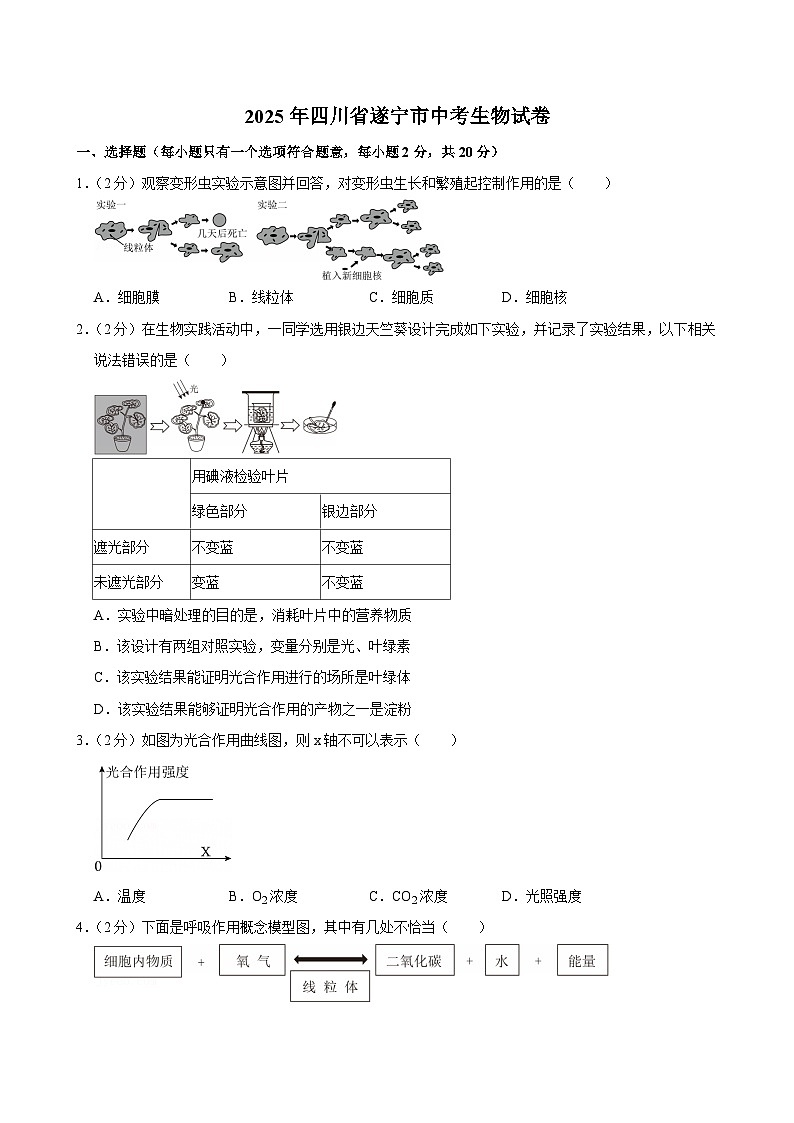 2025年四川省遂宁市中考生物试卷及答案第1页