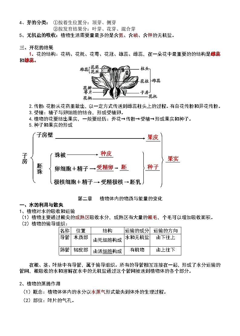 人教版(2024)七年级下册生物期末复习全册考点背诵提纲 学案第2页