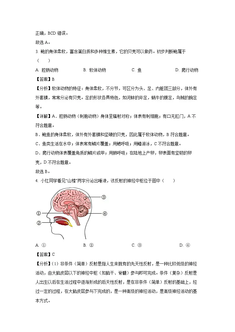 2025年辽宁省丹东市中考一模 生物试卷(解析版)第2页