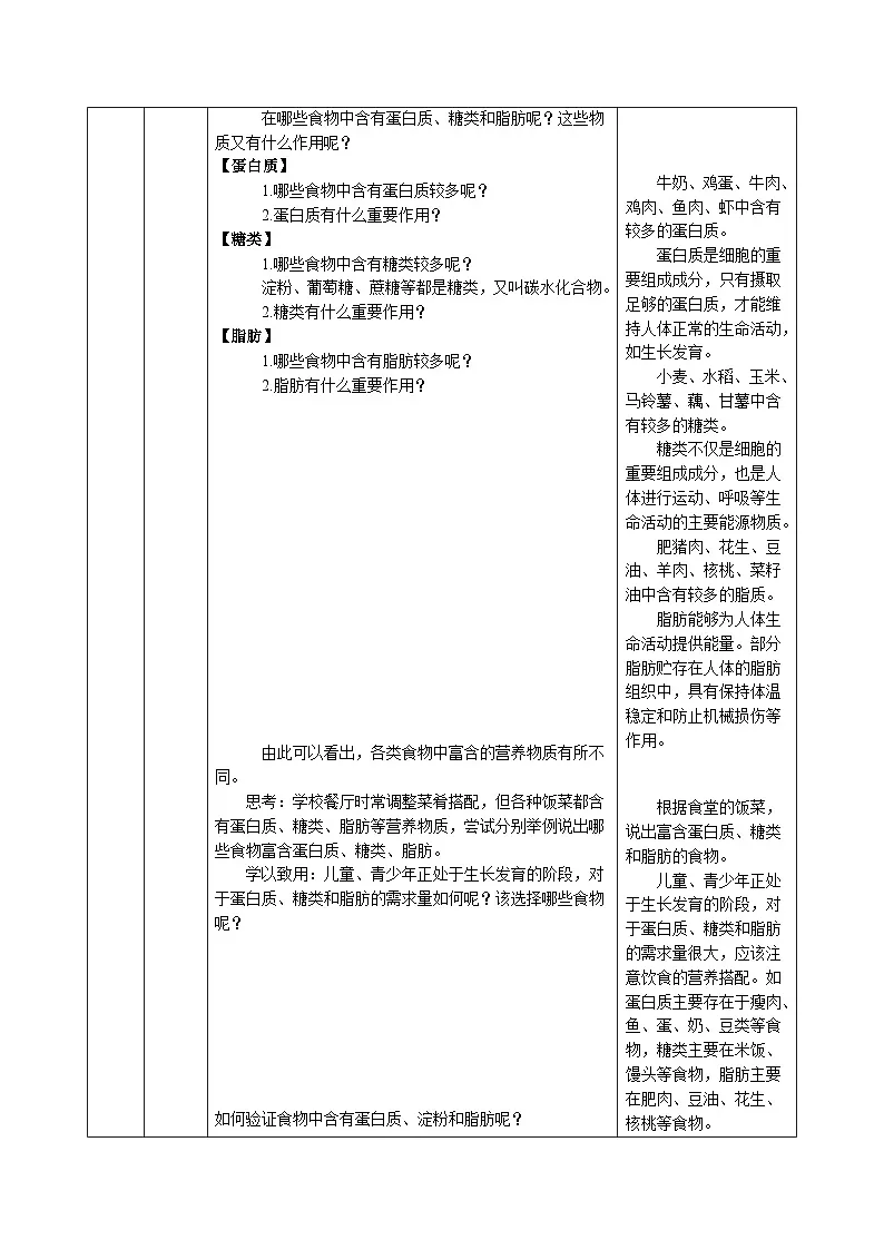5.12.1《食物中的营养物质》第1课时(教学设计)第2页