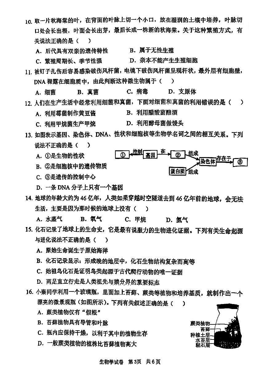 2025年安陽市初中學(xué)業(yè)水平考試生物試卷及答案 (2)第3頁