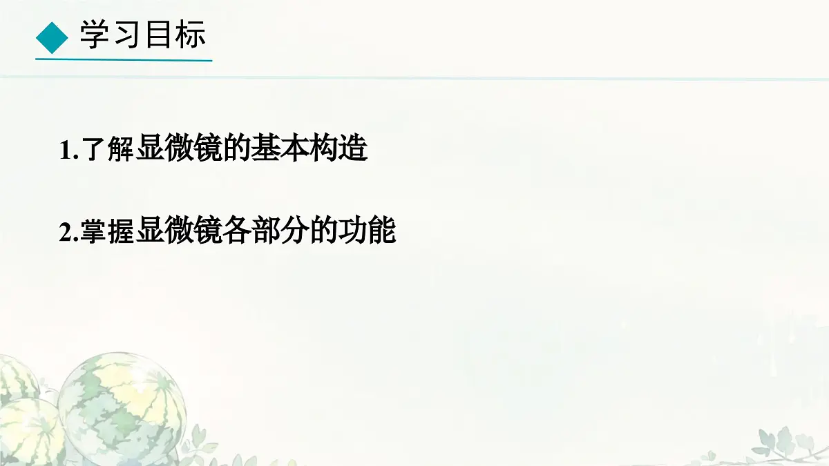 初中 生物 冀少版(2024) 七年级上册1.1.1 显微镜的使用 课件第3页