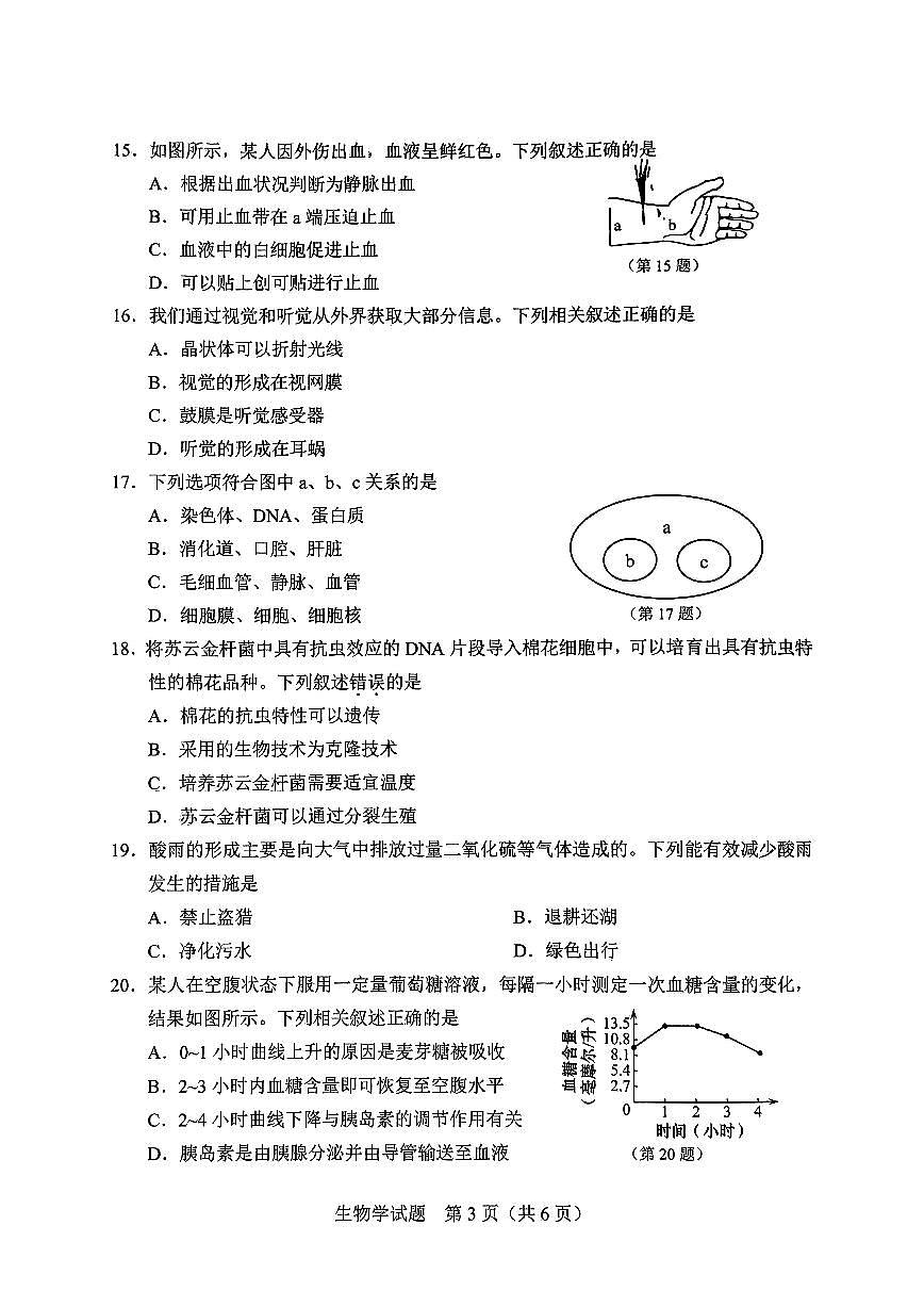 2025年吉林省中考生物試題無標(biāo)答第3頁
