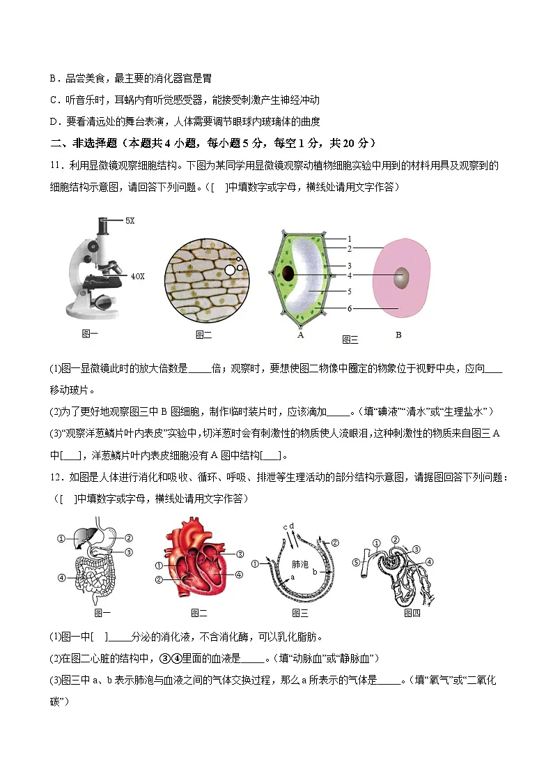 【8生模拟 初二会考】2024年安徽省亳州市利辛县学业水平考试生物试题第3页