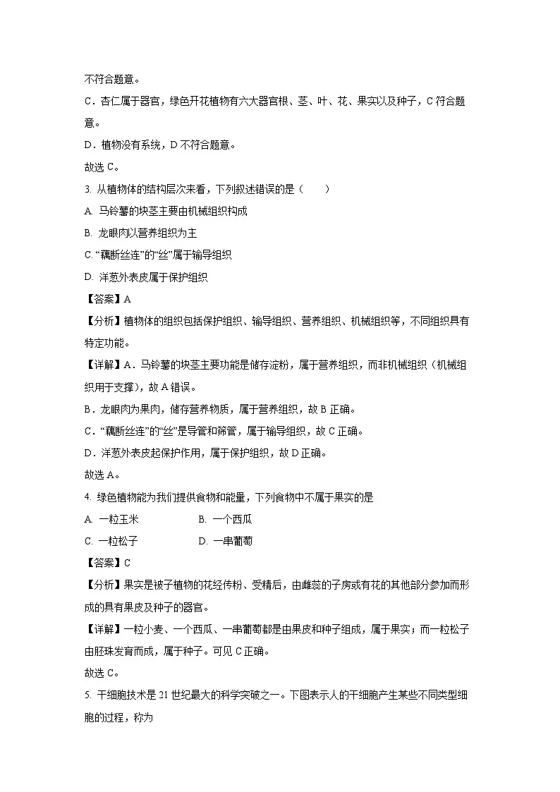 江苏省徐州市多校2024-2025学年七年级下学期期末生物试卷(解析版)第2页
