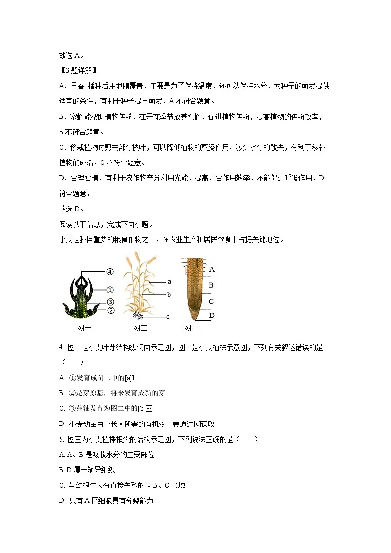 山东省青岛市西海岸新区2024-2025学年七年级下学期期末生物试卷(解析版)第3页