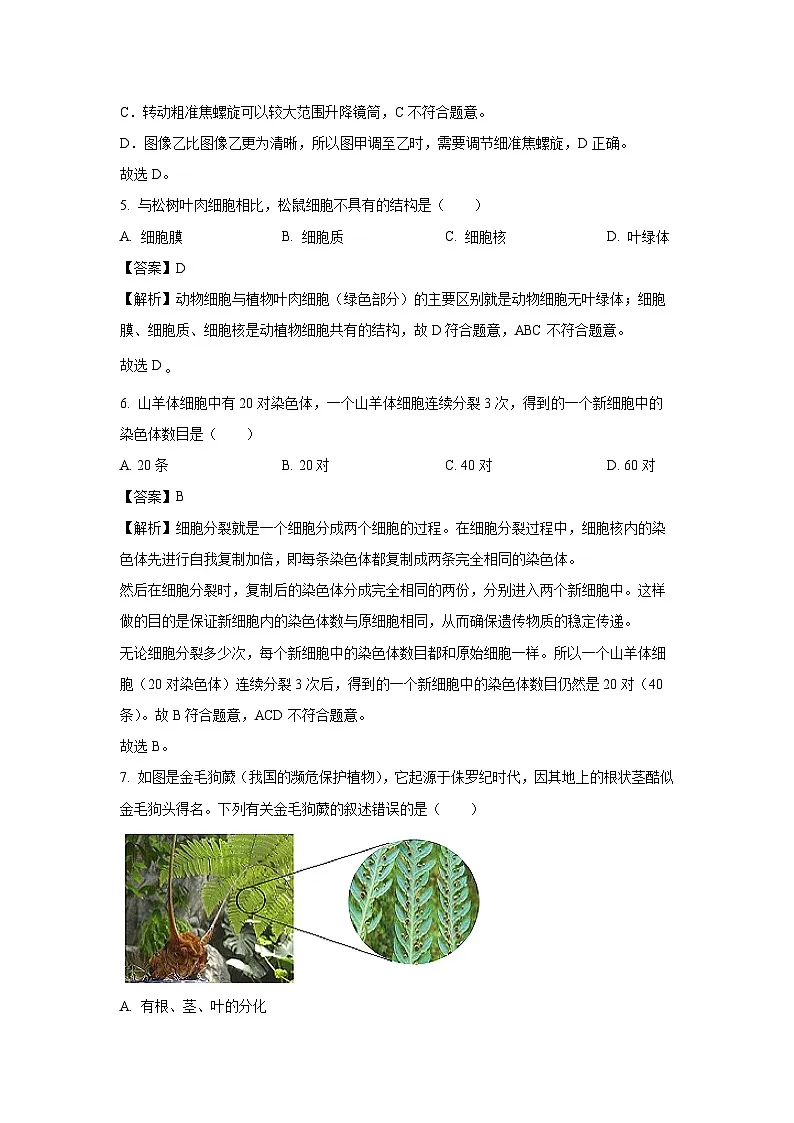 2025年广东省初中学业水平模拟联考(三)生物试卷(解析版)第3页