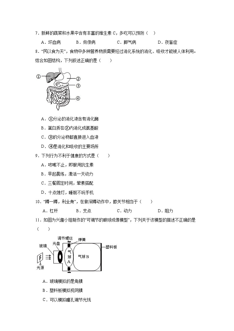2025年福建省泉州市石狮市中考一模生物试题(附答案解析)第2页