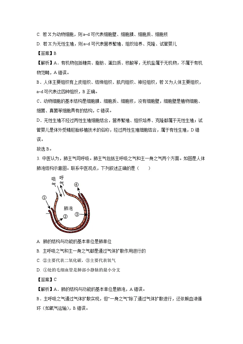 【生物】2025年江苏省徐州市八年级中考模拟试题(解析版)第2页