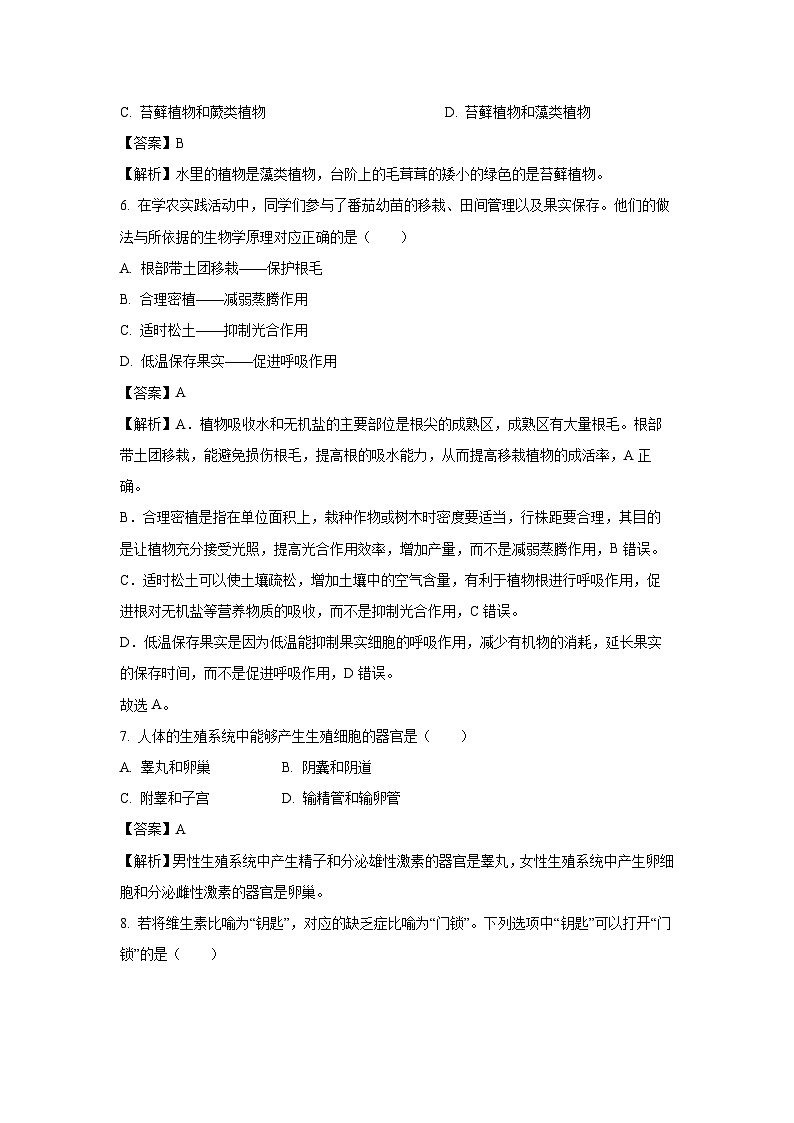【生物】2025年黑龙江省大庆市八年级模拟试题(三)(解析版)第3页