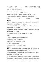 河北省保定市定州市2024-2025学年七年级下学期期末生物试卷(解析版)