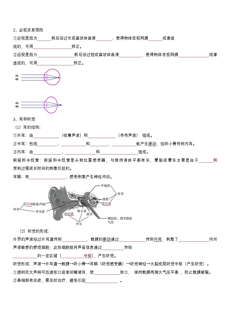 人教版(2024)八年级上册生物期末复习必考知识点提纲填空练习版(含答案)第2页