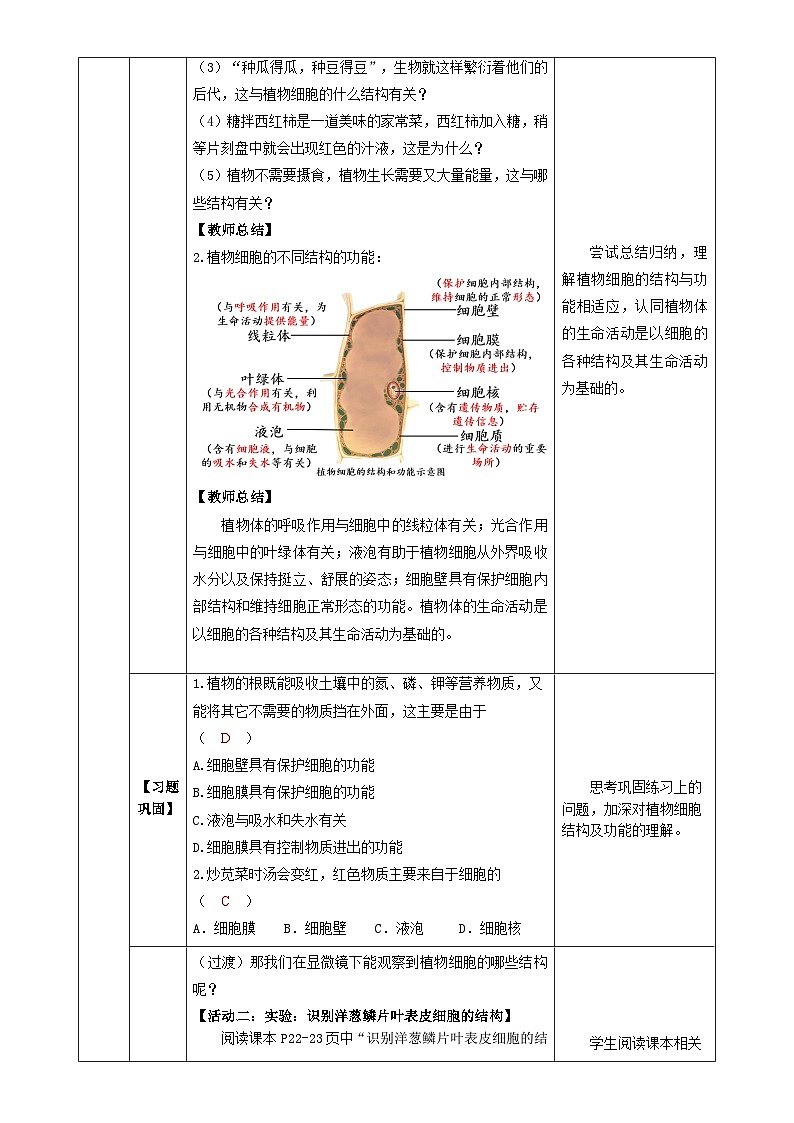 1.1.3 植物细胞的结构与功能(教学设计)生物苏教版2024七年级上册-A4第3页