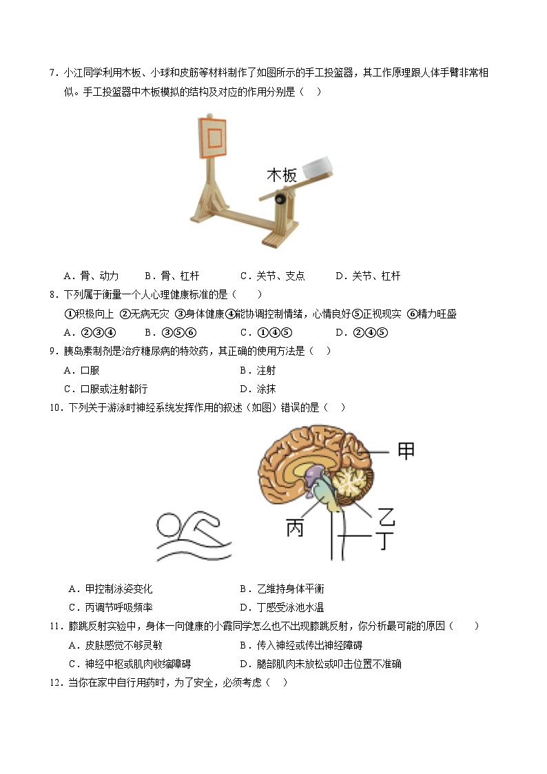 学易金卷:八年级生物上学期第一次月考01【测试范围:人教版2024第6章到第7章】(考试版)(人教版2024)第2页