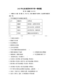 2025年山东省滨州市中考一模生物试卷（学生版）