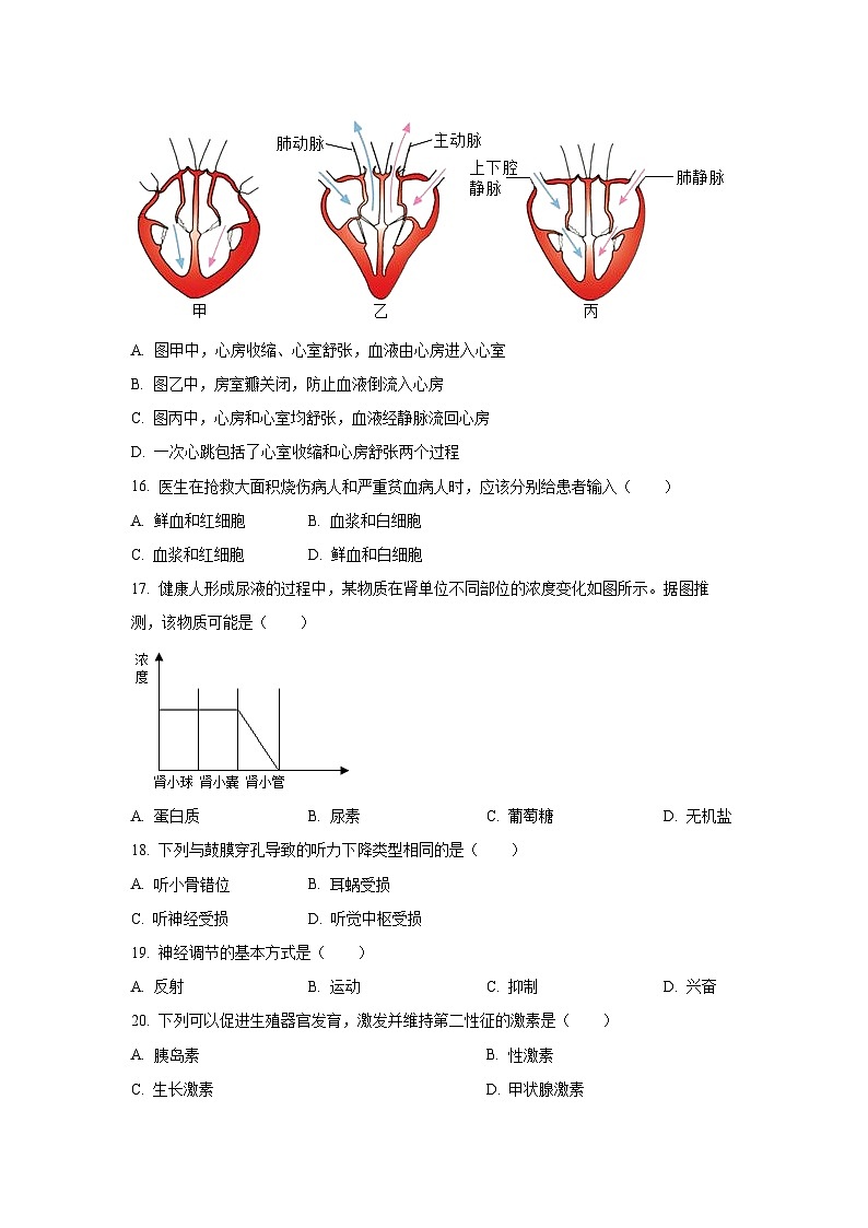 安徽省安庆市怀宁县部分学校联考2025-2026学年八年级上学期开学生物试卷(学生版)第3页