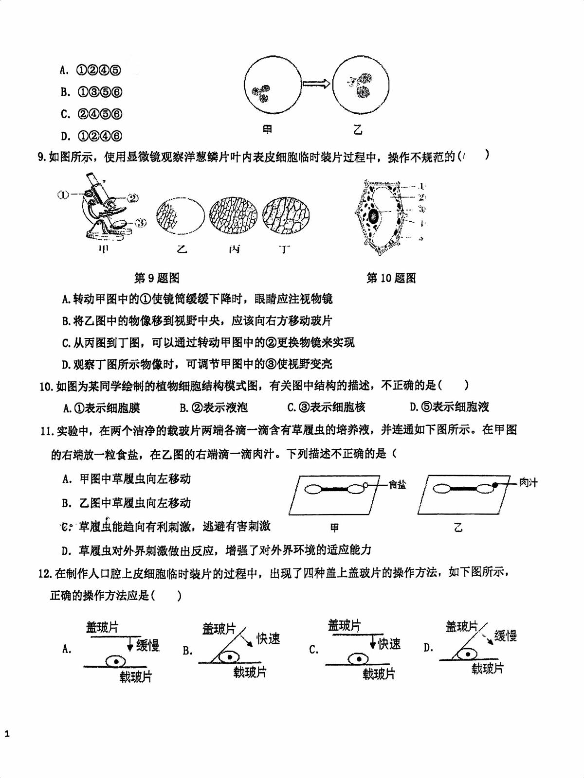 江西省宜春市实验中学2025-2026学年七年级上学期第一次月考生物试卷第2页