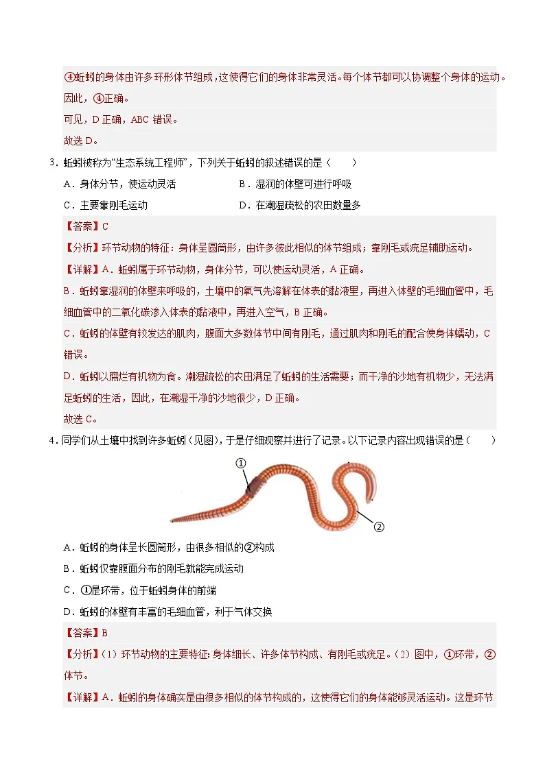 8.1 无脊椎动物(解析版)第2页