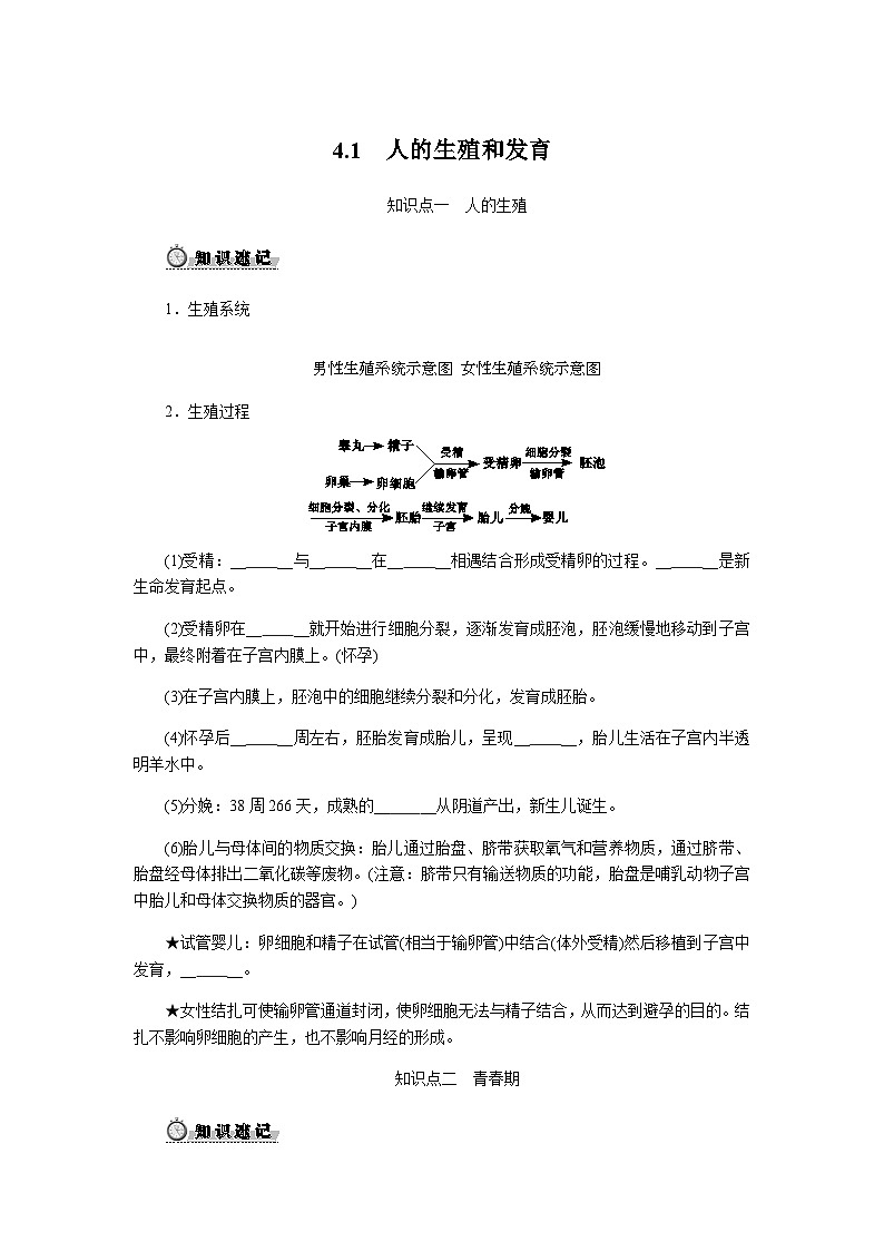 4.1 人的生殖和发育 - 学生版第1页