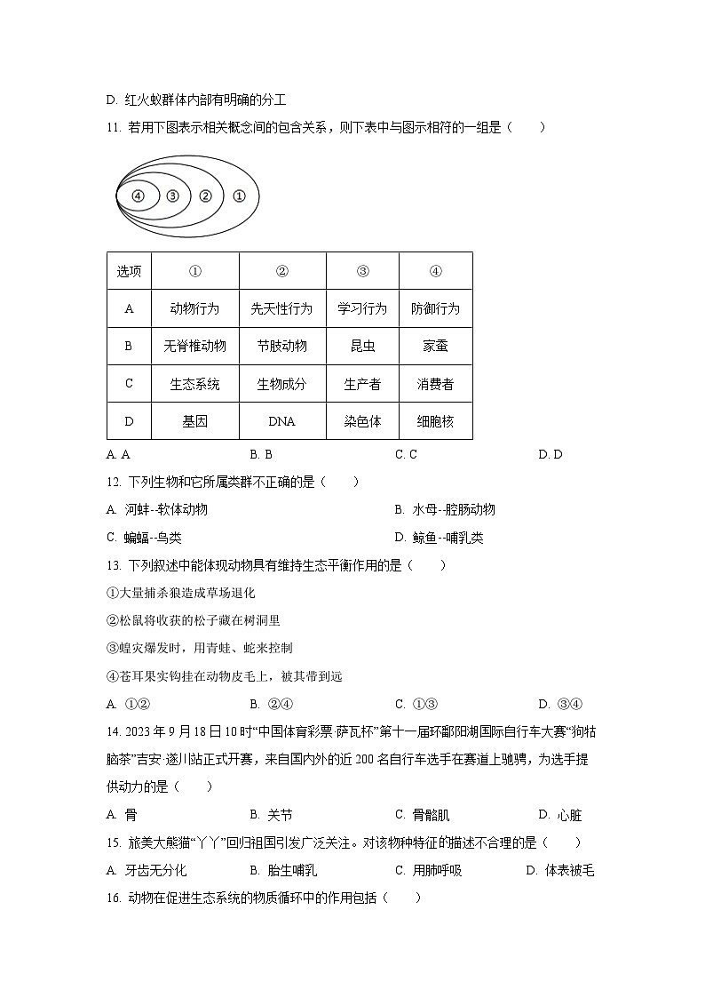 江西省景德镇市2024-2025学年八年级上学期期中学生物试卷(学生版)第3页