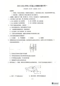 河北省保定市雄县某校2025-2026学年八年级上学期10月月考生物试题