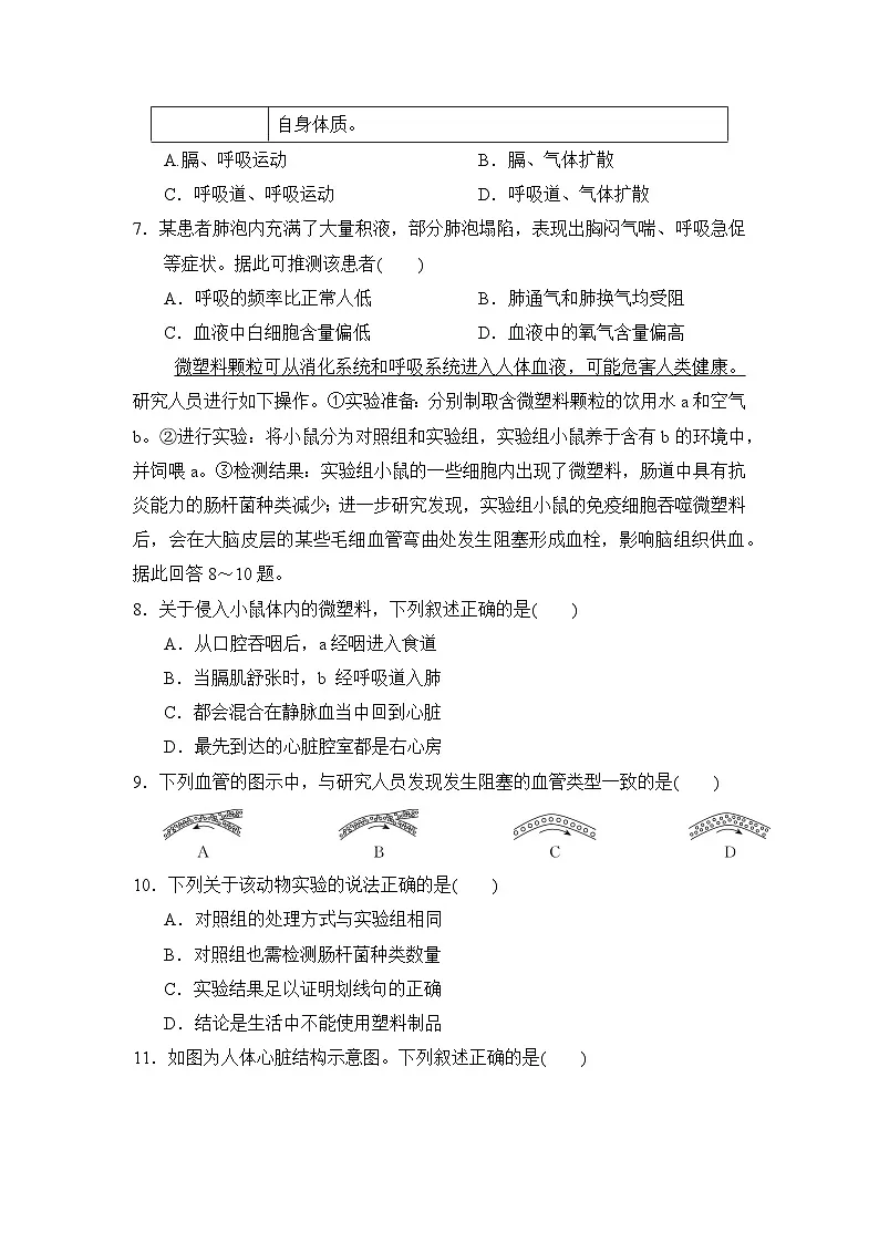 阶段测试卷二(主题五)练习(含答案) 2026年中考生物一轮复习(福建版)第2页