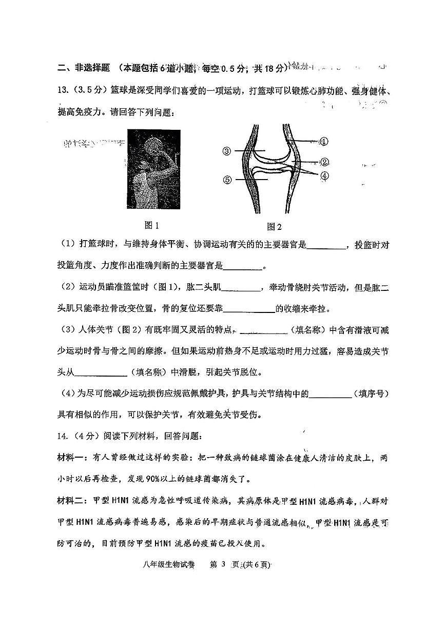辽宁省铁岭市铁岭县2025-2026学年八年级上学期11月期中生物试题第3页