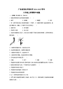 2024-2025学年广东省茂名市高州市八年级上学期期中生物试题（学生版）