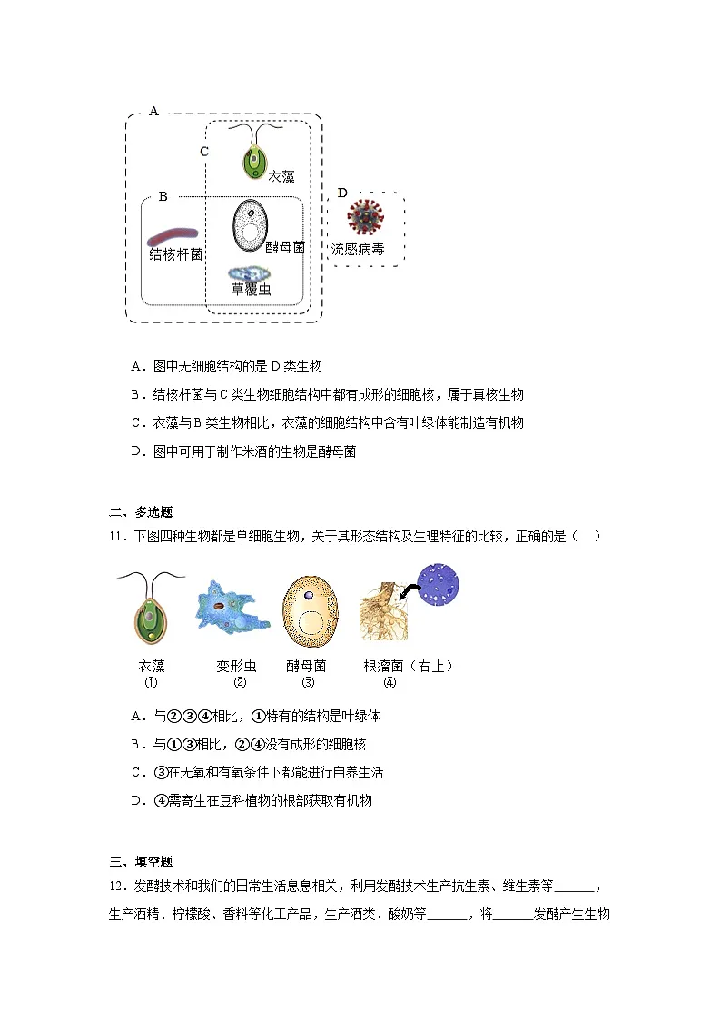 苏科版初中生物七下 4.9.2真菌 测试题(含答案)第3页