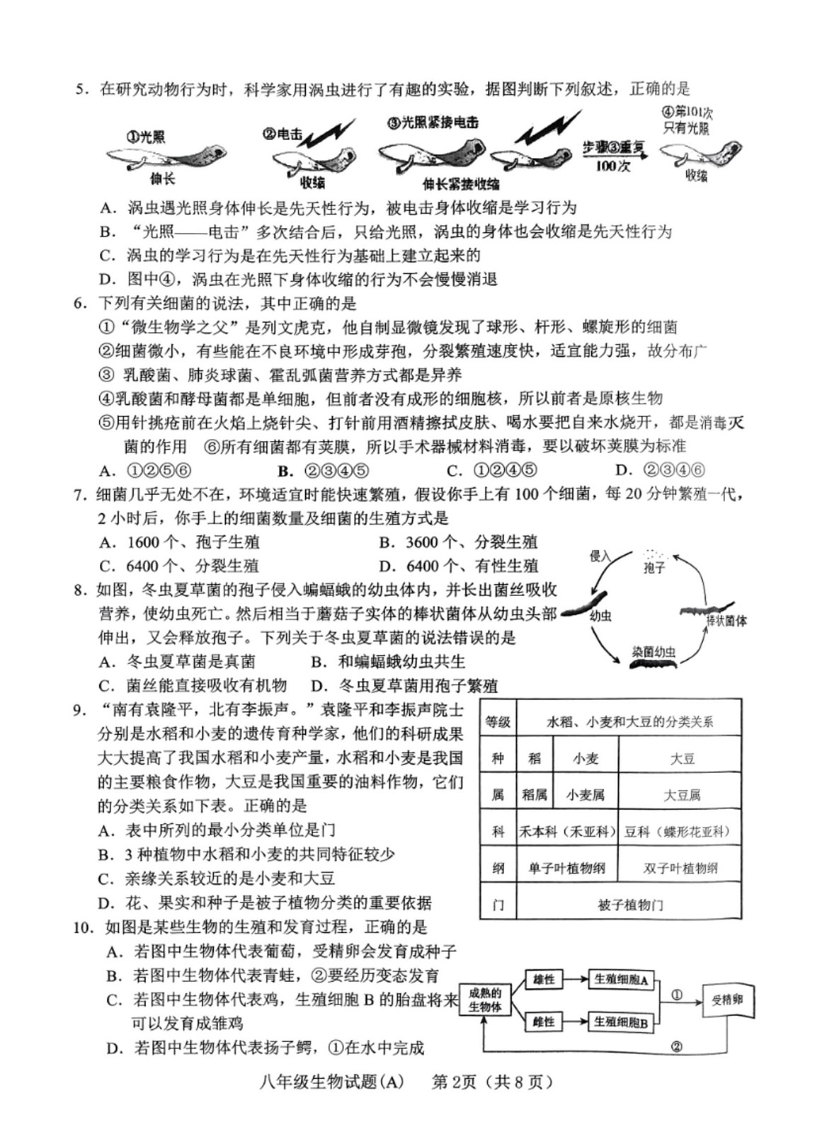 山东省临沂市临沭县2024-2025学年八年级上学期期末阶段检测生物试题第2页