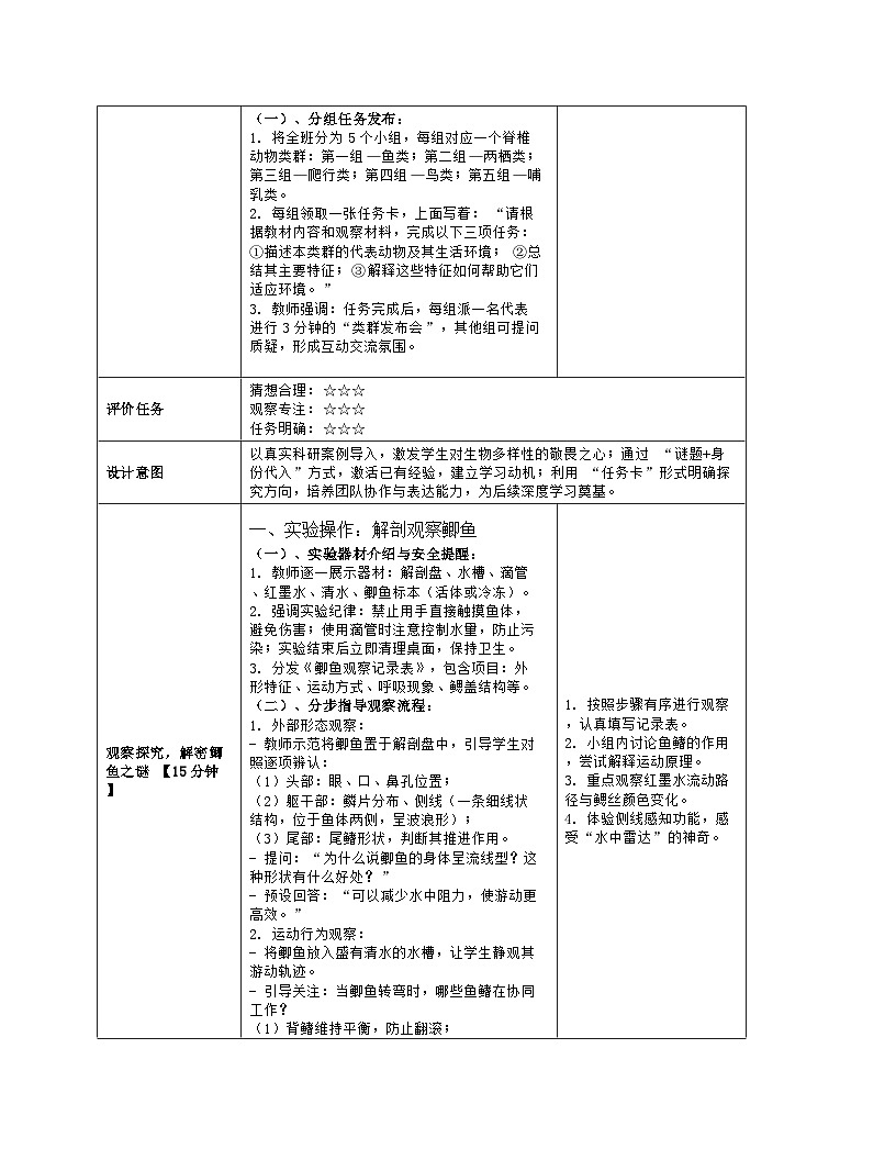 《4.2 脊椎动物》教学设计(表格版)-2025-2026学年苏教版(2024)生物七年级上册第3页