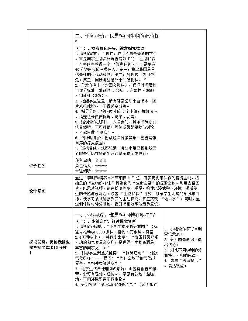 《6.2 生物的多样性》教学设计(表格版)-2025-2026学年苏教版(2024)生物七年级上册第3页