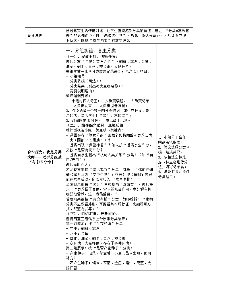 《6.2 生物的分类(第一课时)》教学设计(表格版)-2025-2026学年苏科版(2024)生物七年级上册第3页