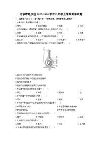 北京市延庆区2025-2026学年八年级上学期期中生物试卷（学生版）