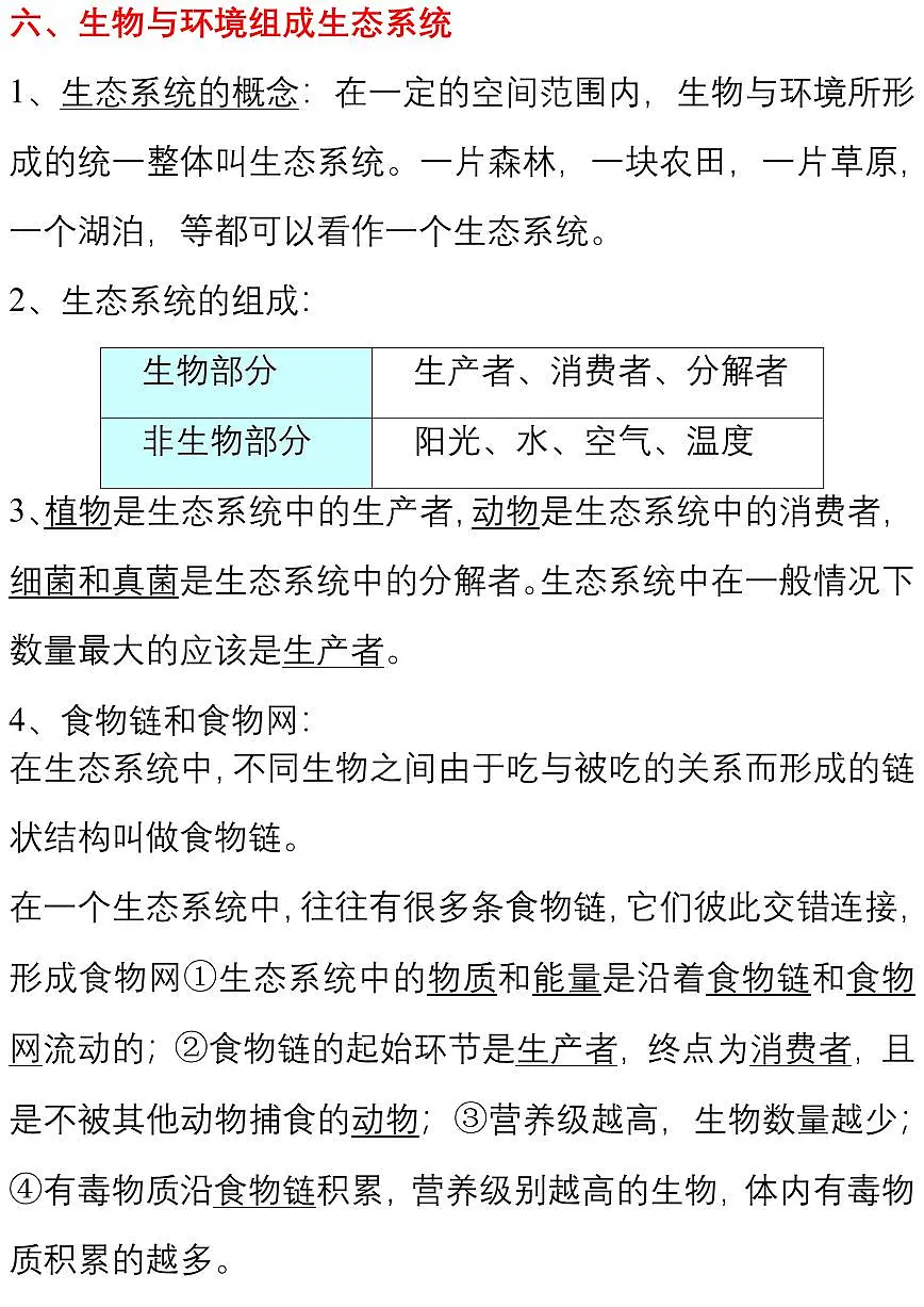 2024版人教版七年级上册生物期末知识点总结第3页