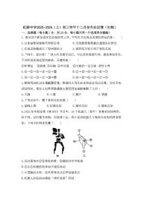 2025年哈尔滨市虹桥中学八年级上学期生物12月月考试卷及答案