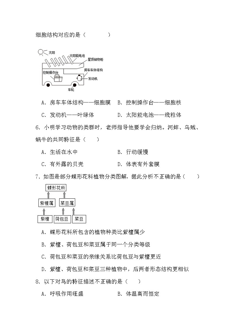人教版七年级上册生物期末专题训练:选择题100题(含答案)第2页