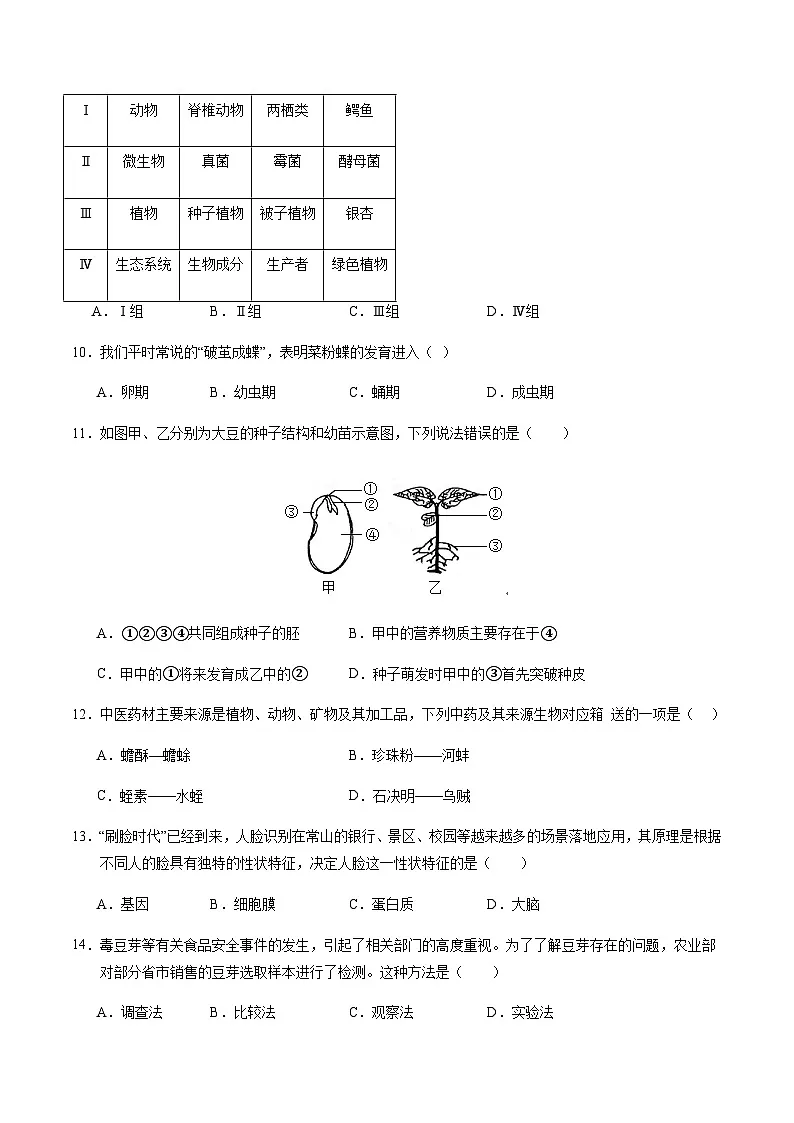 2024年中考生物(广州)第二次模拟考试(含答案)第3页