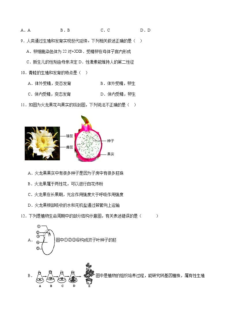 2024年中考生物(武汉)第二次模拟考试(含答案)第3页