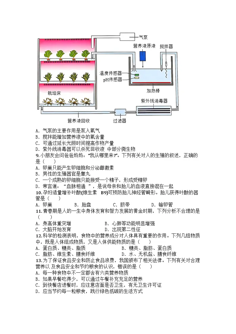 河南省郑州市新郑市2024-2025学年七年级下学期期末生物试题第3页