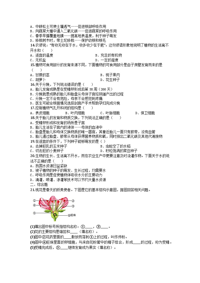 河南省郑州市新郑市2024-2025学年七年级下学期期中生物试题第2页