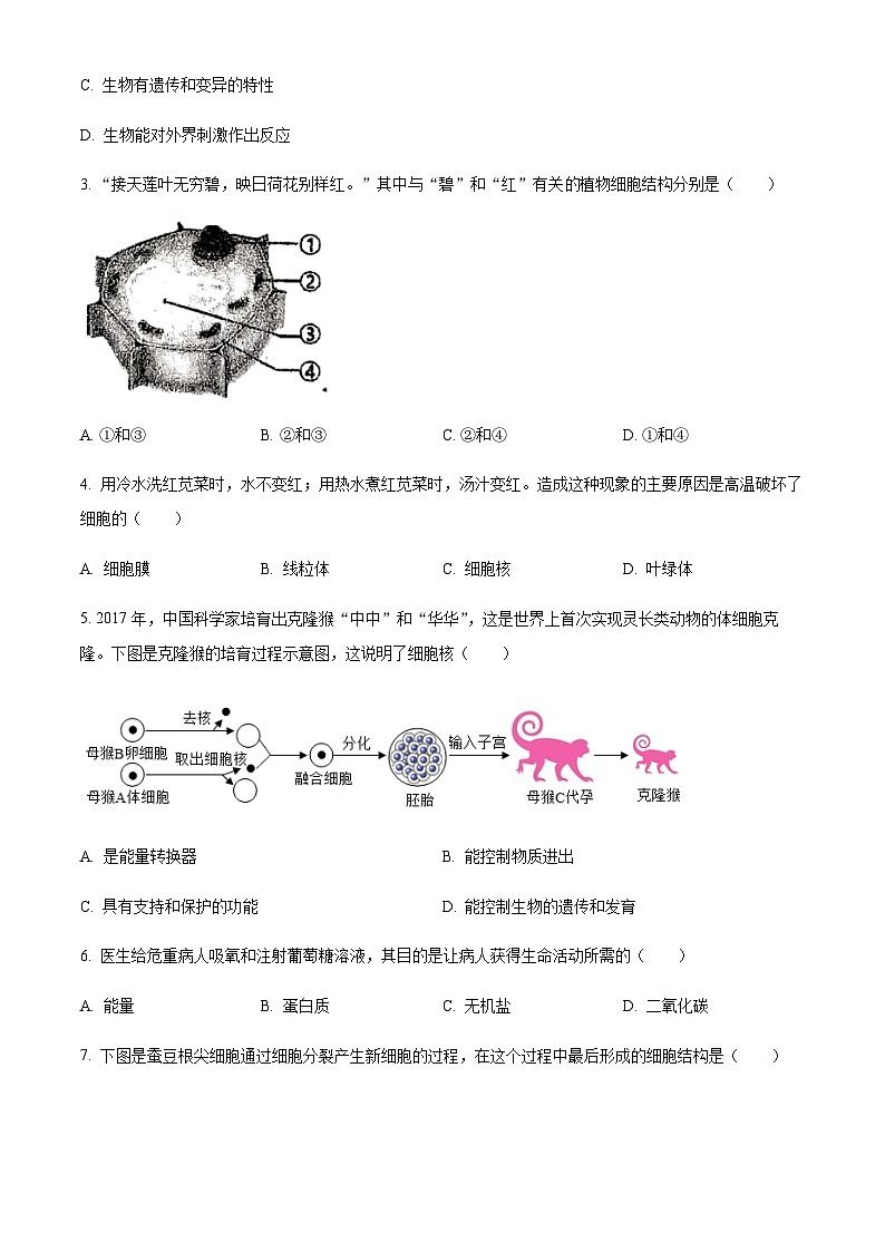广东省广州市海珠区2024-2025学年七年级上学期期末生物试题(含答案)第2页