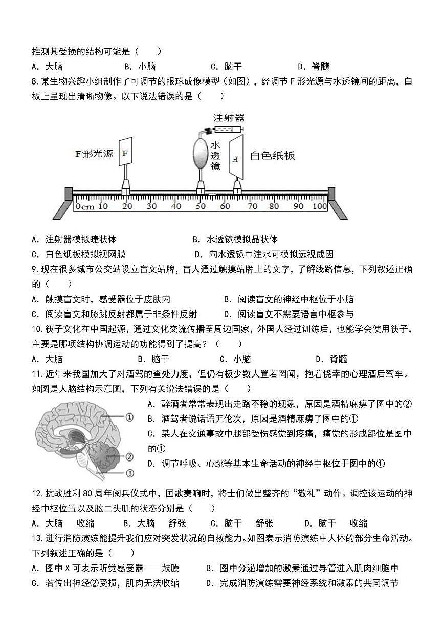 山东省德州市齐河县三校联考2025-2026学年八年级上学期第二次阶段性总结生物试题(月考)第2页