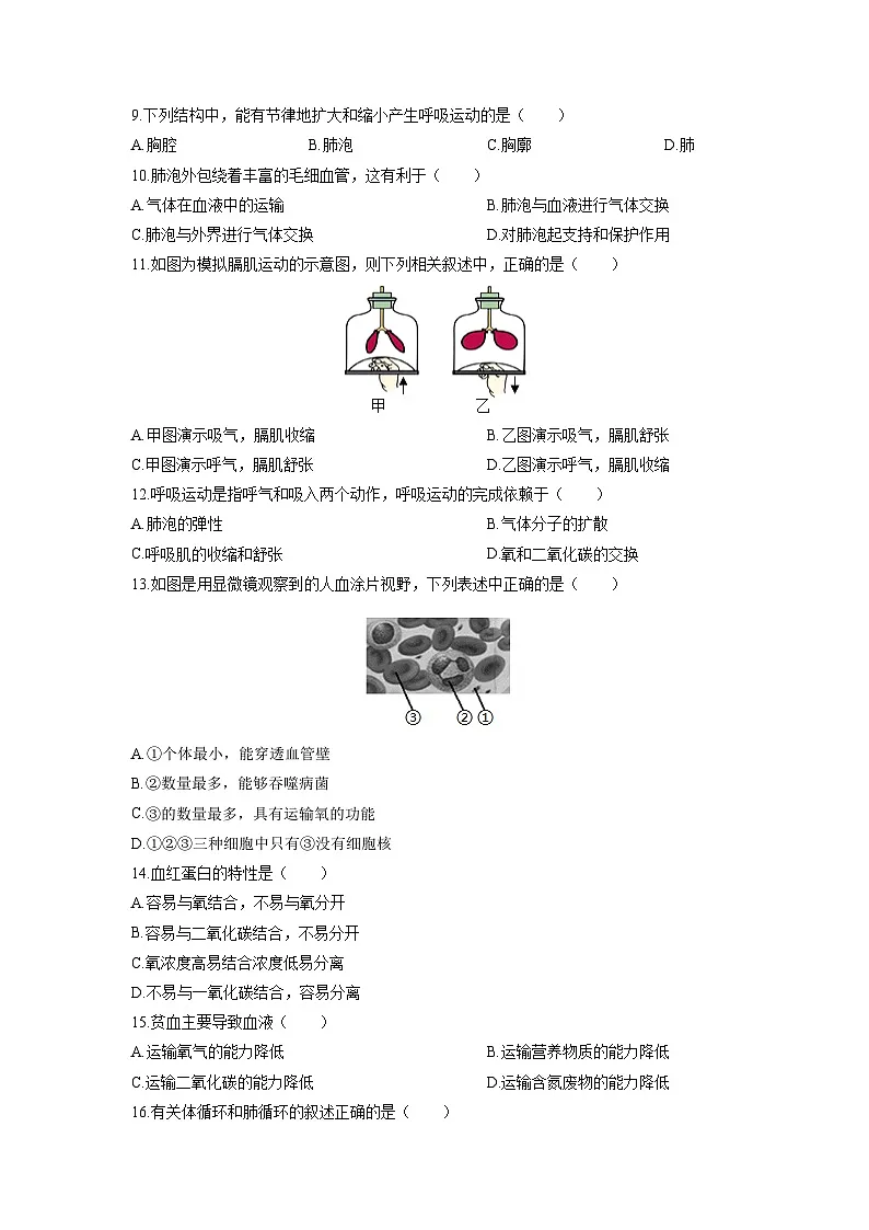2025-2026学年山东省菏泽市八年级上学期期中生物试卷(学生版)第2页