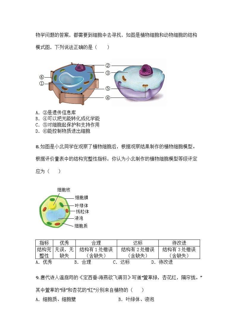 河南省平顶山市宝丰县2025-2026学年七年级上学期期中生物学试题第3页