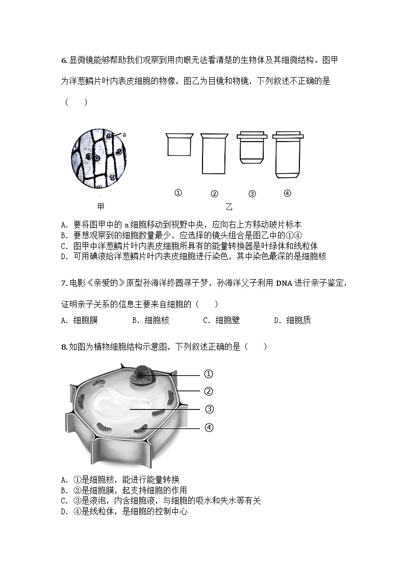 河南省平顶山市鲁山县第六教研区2025-2026学年七年级上学期期中生物试题第2页