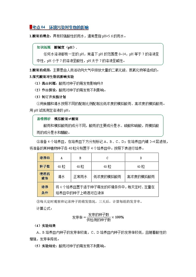 专题17 生态安全(word)2026年中考生物人教版2024中考一轮复习讲义知识清单+习题(原卷版)第3页